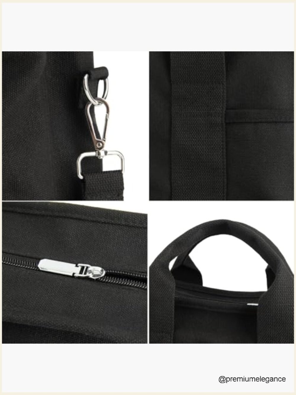 Small Canvas Mini Tote Bag with Zipper and Multi Pockets - Picture 6 of 7